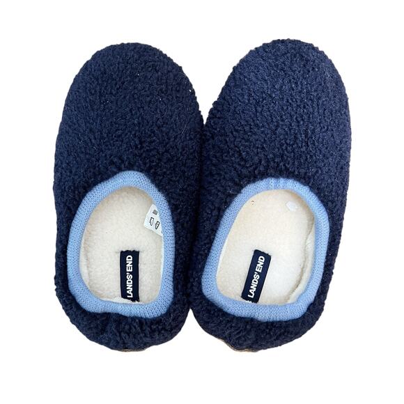 Lands' End Womens Sherpa Fleece Ballet House Slippers Radiant Navy - Size 6B - Picture 1 of 4